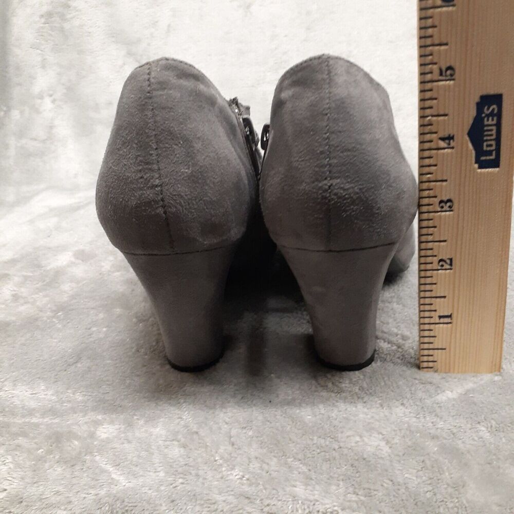 Jasmin Womens's Size 8 Arsenal Gray Stretch Cutout Chunky Booties Heels Zip - Picture 5 of 7